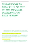 2020 HESI EXIT RN EXAM V1-V7 110 OUT OF THE 160 TOTAL QUESTIONS FOR EACH VERSION