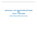  HESI EXIT EXAM 2022 Version 1 TEST BANK 2019 -2022 PN HESI EXIT EXAM 2022 Version 1 TEST BANK