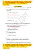 ATI Leadership Proctored Exam (8 Latest Versions, 2022) ATI Proctored Leadership Exam (Complete Document for Exam, 100% Verified Q & A, Download to Secure HIGHSCORE)