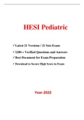 HESI PN Pediatric Exam (21 Real and Practice Exam, 1200+ Q & A, Latest-2022) / PN HESI Pediatric Exam / HESI PN Pediatrics Exam / PN HESI Pediatrics Exam / HESI PN Peds Exam / PN HESI Peds Exam |Complete Document for HESI Exam |