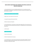 NEW UPDATE QUESTIONS AND ANSWERS FOR CRITICAL CARE HESI  PRACTICE EXAM 2022