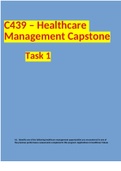 C439 – Healthcare Management Capstone Task 1