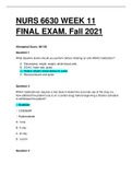 NURS 6630 / NURS6630 WEEK 11 FINAL EXAM. QUESTIONS WITH VERIFIED ANSWERS. GUARANTEED A. 