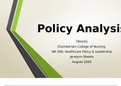 Policy Analysis Obesity Chamberlain College of Nursing  NR 506&colon; Healthcare Policy & Leadership