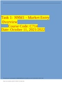 Task 1: NNM1 – Market Entry Overview Course Code: C714 Date: October 11, 2021/2022