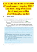 Exit HESI Test Bank &lpar;over 1000 Q's and Answers &rpar; spring 2022 &sol; Exit HESI Prep Distinction Level Assignment Has everything&period;2022 update