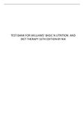 TEST BANK FOR WILLIAMS’ BASIC NUTRITION AND DIET THERAPY 16TH EDITION BY NIX (VERIFIED: ALL CHAPTERS)