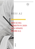 HESI A2 ALL SUBJECTS V1 2020-2022 UPDATE (SCORE A+)