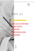 HESI A2 V2 RETAKE EXAM WITH VERIFIED QUESTIONS AND ANSWERS