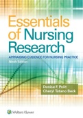Essentials of Nursing Research: Appraising Evidence for Nursing Practice 9th Edition