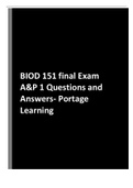 final Exam A&P 1 BIOD 151  Questions and Answers- Portage Learning