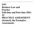 LPC Business Law and Practice Full-time and Part-time 2021- 22 PRACTICE ASSESSMENT (formerly the Formative Assessment) Questions