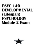 PSYC 140 DEVELOPMENTAL (Lifespan) PSYCHOLOGY Module 2 Exam