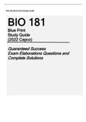 BIO 181 Blue Print Study Guide (2022 Capco) Guaranteed Success Exam Elaborations Questions and Complete Solutions