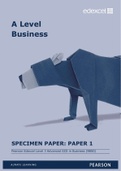Edexcel A level Business - Paper 1 Specimen Paper (Questions & Answers)