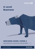 Edexcel A level Business - Paper 2 Specimen Paper (Questions & Answers)