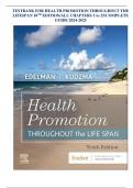 TESTBANK FOR HEALTH PROMOTION THROUGHOUT THE LIFESPAN 10TH EDITION&sol;ALL CHAPTERS 1 to 25&sol;COMPLETE GUIDE 2024-2025