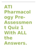 ATI Pharmacology Pre-Assessment Quiz 1 With ALL the Answers.