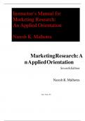 Solution Manual For Marketing Research&colon; An Applied Orientation 7th Edition &lpar;What's New in Marketing&rpar; by Naresh Malhotra ISBN&colon;9780134734842&comma; All 23 Chapters Covered&comma; Verified Latest Edition