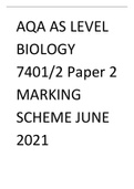 AQA AS LEVEL BIOLOGY 7401/1/2 Paper 1&2 QUESTION PAPER AND MARKING SCHEME JUNE 2021