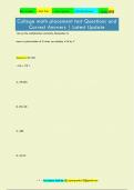 College math placement test Questions and  Correct Answers &vert; Latest Update