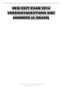 HESI EXIT EXAM 2014 VERSION3 QUESTIONS AND ANSWERS {A GRADE}