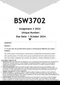 BSW3702 Assignment 3 &lpar;ANSWERS&rpar; 2024 - DISTINCTION GUARANTEED