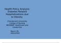 Health Policy Analysis: Diabetes Related Hospitalizations due to Obesity Chamberlain University College of Nursing NR506NP: Healthcare and Leadership March 28, 2021/2022