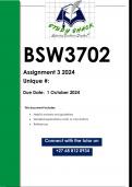 BSW3702 Assignment 3 &lpar;QUALITY ANSWERS&rpar; 2024