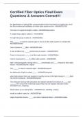 Certified Fiber Optics Final Exam Questions & Answers Correct&excl;&excl;&excl;