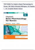 TEST BANK For Clayton&rsquo;s Basic Pharmacology for Nurses 19th Edition Michelle Willihnganz&comma; All Chapters 1 - 48&comma; Complete Newest Version