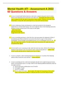 Exam &lpar;elaborations&rpar; Mental Health ATI - Assessment A 2022 60 Questions & Answers 