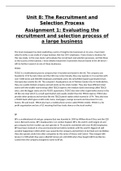 BTEC business Unit 8 Assignments 1 (P1 P2 M1 D1) Distinction 