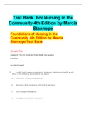 Test Bank	For Nursing in the Community 4th Edition by Marcia Stanhope Foundations of Nursing in the Community 4th Edition by Marcia Stanhope-Test Bank