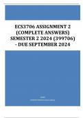 ECS3706 Assignment 2 &lpar;COMPLETE ANSWERS&rpar; Semester 2 2024 &lpar;399706&rpar; - DUE September 2024  100&percnt; TRUSTED Complete&comma; trusted solutions and explanations LATEST UPDATES &vert; GRADED A&plus; &lpar;UNISA &rpar;