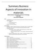 Summary business aspects of innovation in materials 2021-2022