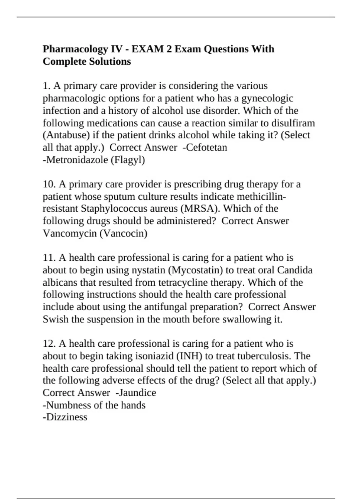Pharmacology IV - EXAM 2 Exam Questions With Complete Solutions ...