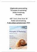 Uitgebreide samenvatting Principles of Marketing 19e editie&comma; Kotler&comma; Armstrong&comma; hele boek&comma; nieuw 2024