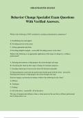 Behavior Change Specialist Exam Questions With Verified Answers&period;
