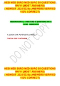 HESI MED SURG MED SURG 55 QUESTIONS RN V1 (MOST ANSWERS) ( NEWEST ,2022/2023) (ANSWERS VERIFIED 100% CORRECT)