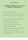 GWENDOLYN BROOKS Exam Questions With 100&percnt; Verified Answers