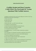 Certified Alcohol and Drug Counselor CADC&sol;CDAC Pre-Test Exam NC Version Questions With Verified Answers&period;