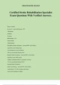 Certified Stroke Rehabilitation Specialist Exam Questions With Verified Answers&period;