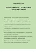Practice Test Part III&colon; Clinical Questions With Verified Answers