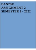 BAN2601 ASSIGNMENT 2 SEMESTER 1 - 2022