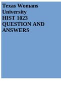 HIST 1023 QUESTION AND ANSWERS
