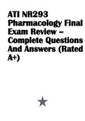 ATI NR293 Pharmacology Final Exam Review – Complete Questions And Answers (Rated A+)