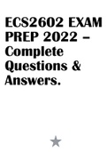 ECS2602 EXAM PREP 2022 – Complete Questions & Answers.