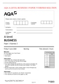 AQA A-LEVEL BUSINESS 3 PAPER 3 VERIFIED SOLUTION