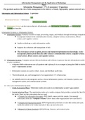 Information Management and the Application of Technology Notes Information Management 17&percnt; of assessment 10 questions